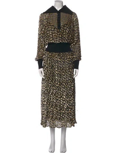 Pre-owned Tory Burch Printed Long Dress In Black