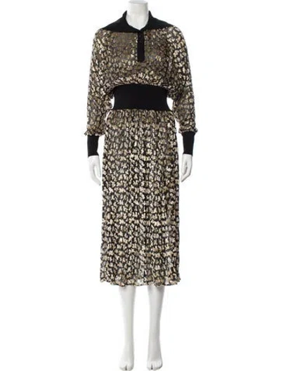 Pre-owned Tory Burch Printed Long Dress In Black
