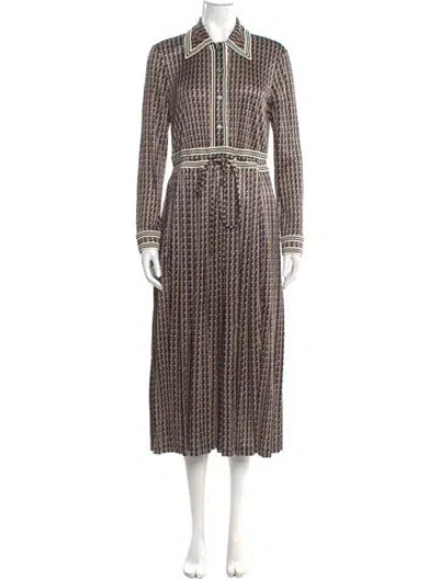Pre-owned Tory Burch Printed Long Dress In Black