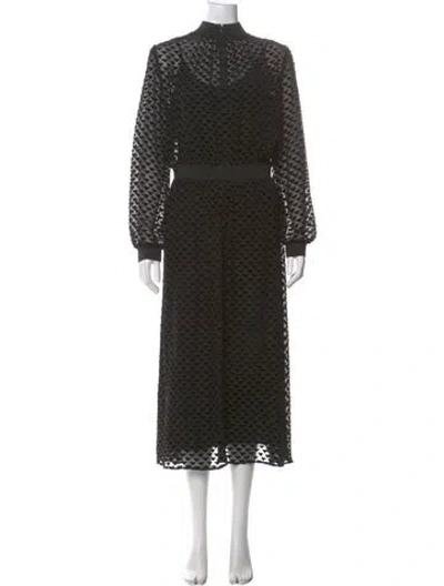 Pre-owned Tory Burch Printed Long Dress In Black