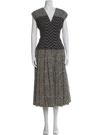Pre-owned Tory Burch Printed Long Dress In Black