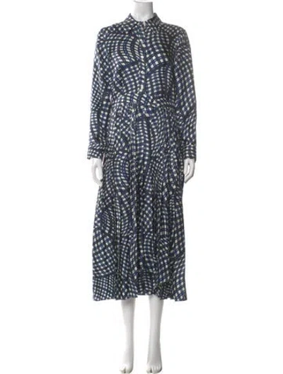 Pre-owned Tory Burch Printed Long Dress In Blue