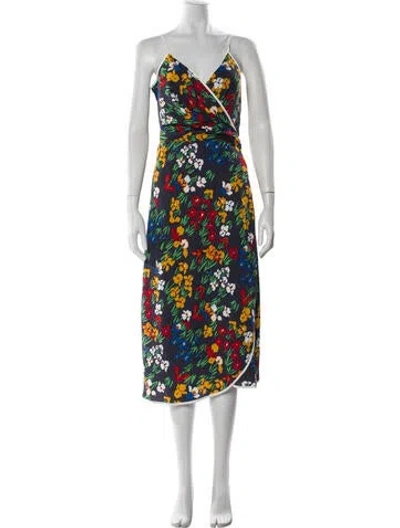Pre-owned Tory Burch Printed Long Dress In Blue