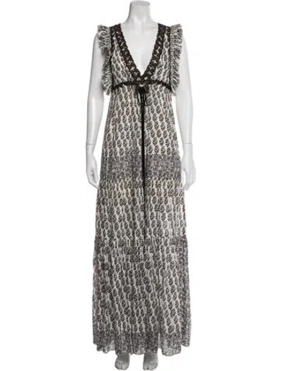 Pre-owned Tory Burch Printed Long Dress In Blue