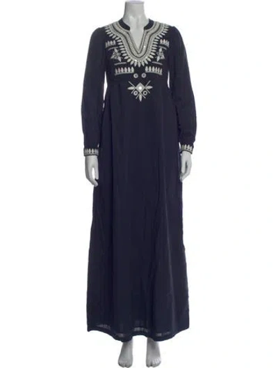 Pre-owned Tory Burch Printed Long Dress In Blue