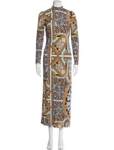 Pre-owned Tory Burch Printed Long Dress In Blue