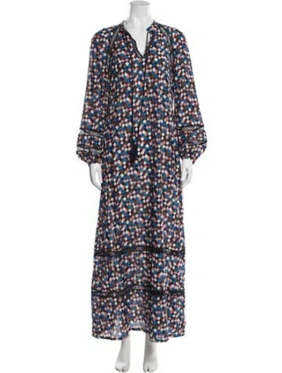 Pre-owned Tory Burch Printed Long Dress In Blue