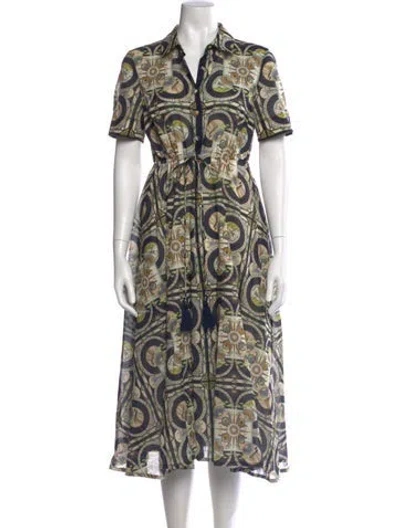Pre-owned Tory Burch Printed Long Dress In Blue