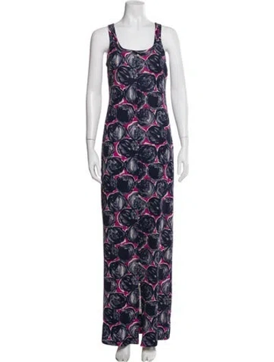 Pre-owned Tory Burch Printed Long Dress In Blue