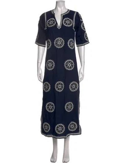 Pre-owned Tory Burch Printed Long Dress In Blue