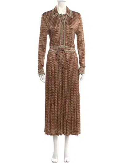 Pre-owned Tory Burch Printed Long Dress In Brown