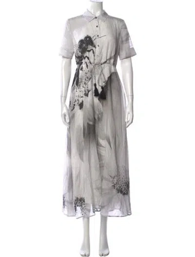 Pre-owned Tory Burch Printed Long Dress In Gray