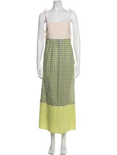 Pre-owned Tory Burch Printed Long Dress In Green
