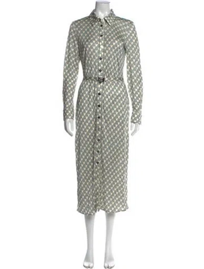 Pre-owned Tory Burch Printed Long Dress In Green