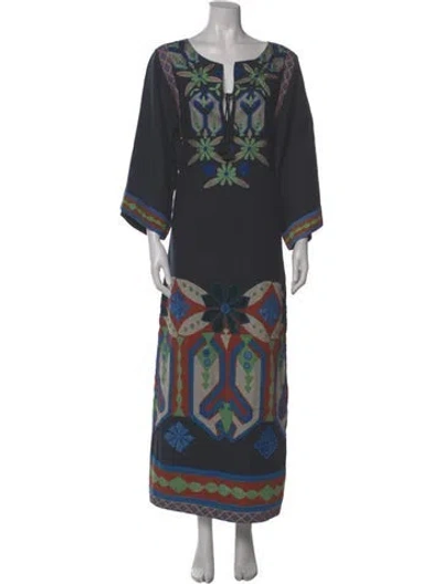 Pre-owned Tory Burch Printed Long Dress In Multi
