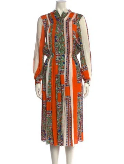Pre-owned Tory Burch Printed Long Dress In Neutral