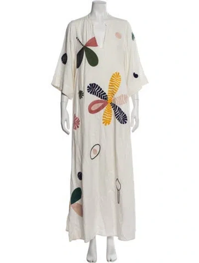 Pre-owned Tory Burch Printed Long Dress In Neutral