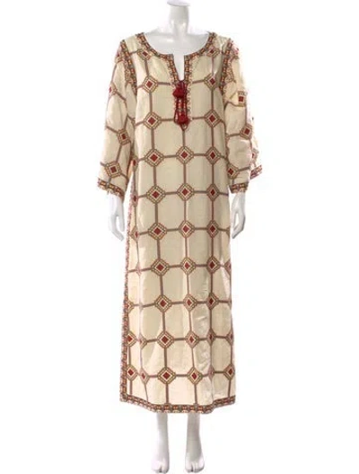 Pre-owned Tory Burch Printed Long Dress In Neutral