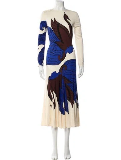 Pre-owned Tory Burch Printed Long Dress In Neutral