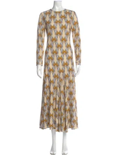 Pre-owned Tory Burch Printed Long Dress In Neutral