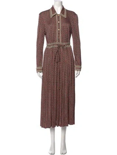 Pre-owned Tory Burch Printed Long Dress In Red