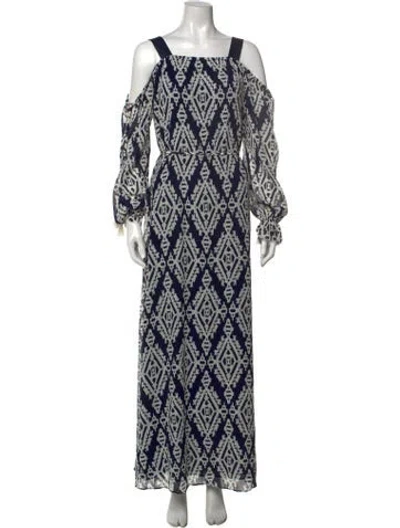 Pre-owned Tory Burch Printed Long Dress W/ Tags In Blue