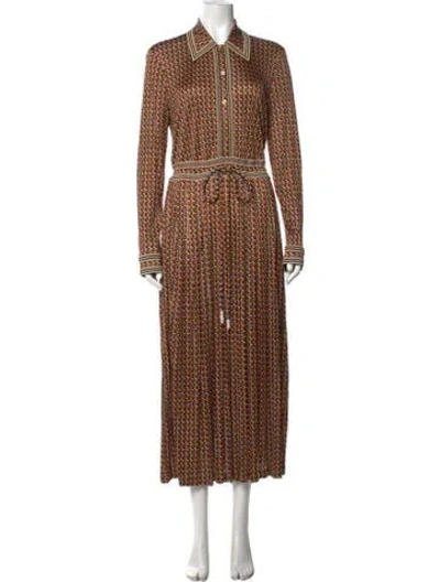 Pre-owned Tory Burch Printed Long Dress W/ Tags In Brown