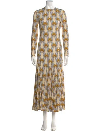 Pre-owned Tory Burch Printed Long Dress W/ Tags In Yellow