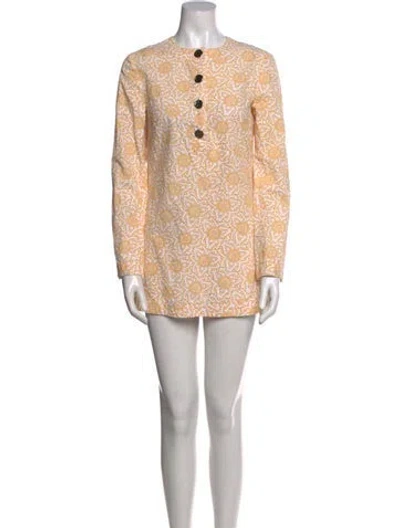 Pre-owned Tory Burch Printed Long Dress In White