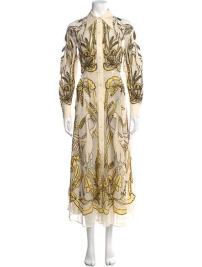 Pre-owned Tory Burch Printed Long Dress In Yellow