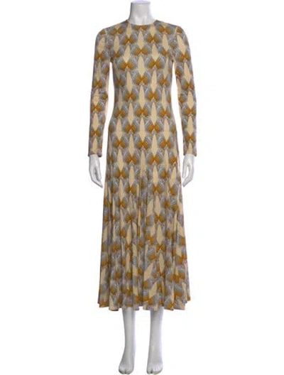 Pre-owned Tory Burch Printed Long Dress In Yellow