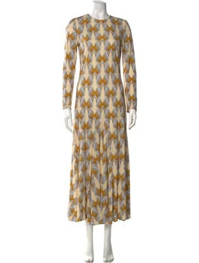 Pre-owned Tory Burch Printed Long Dress In Yellow