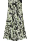 Tory Burch Floral Print Satin Midi Skirt