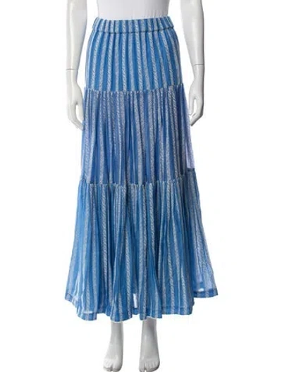 Pre-owned Tory Burch Printed Long Skirt In Blue/white