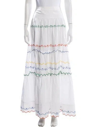 Pre-owned Tory Burch Printed Long Skirt In White