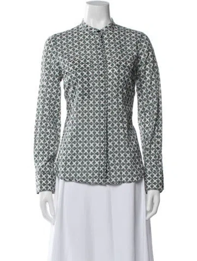 Pre-owned Tory Burch Printed Long Sleeve Blouse In Multi