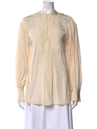 Pre-owned Tory Burch Printed Long Sleeve Blouse In Neutrals