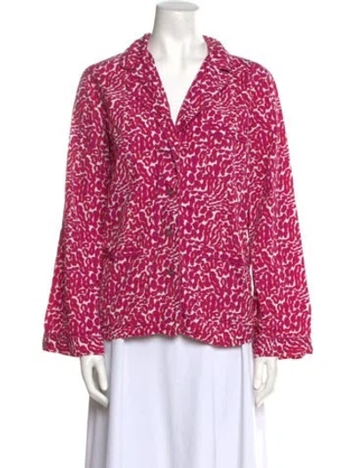 Pre-owned Tory Burch Printed Long Sleeve Blouse In Pink