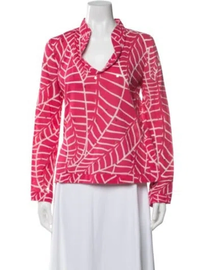 Pre-owned Tory Burch Printed Long Sleeve Blouse In Pink