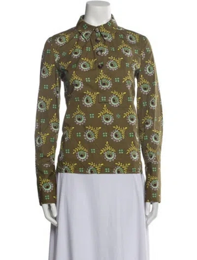Pre-owned Tory Burch Printed Long Sleeve Polo In Neutral