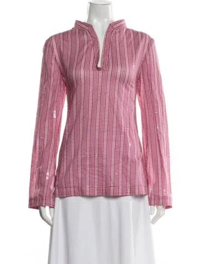 Pre-owned Tory Burch Printed Long Sleeve Top In Pink