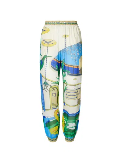 Tory Burch Printed Cotton Tapered Pants In Multi