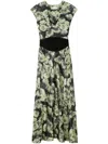 Tory Burch Floral Pattern Midi Dress With Cap Sleeves