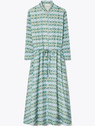 Tory Burch Printed Midi Dress In Green