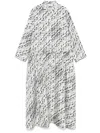 Tory Burch Ivory Silk Midi Dress With Button-up Front And Cinched Waist In Weiss