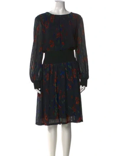 Pre-owned Tory Burch Printed Midi Length Dress In Black