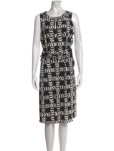 Pre-owned Tory Burch Printed Midi Length Dress In Black