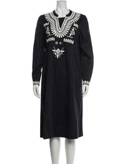 Pre-owned Tory Burch Printed Midi Length Dress In Blue