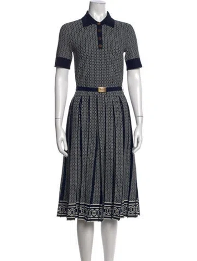 Pre-owned Tory Burch Printed Midi Length Dress In Blue