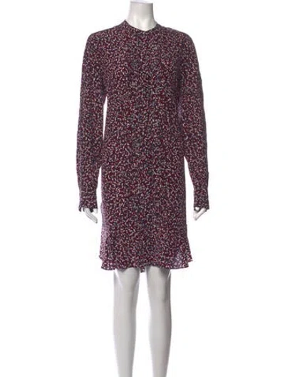 Pre-owned Tory Burch Printed Midi Length Dress In Blue/burgundy